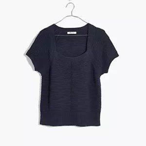 Madewell ribbed square-neck crop sweater, short sleeve, size Medium